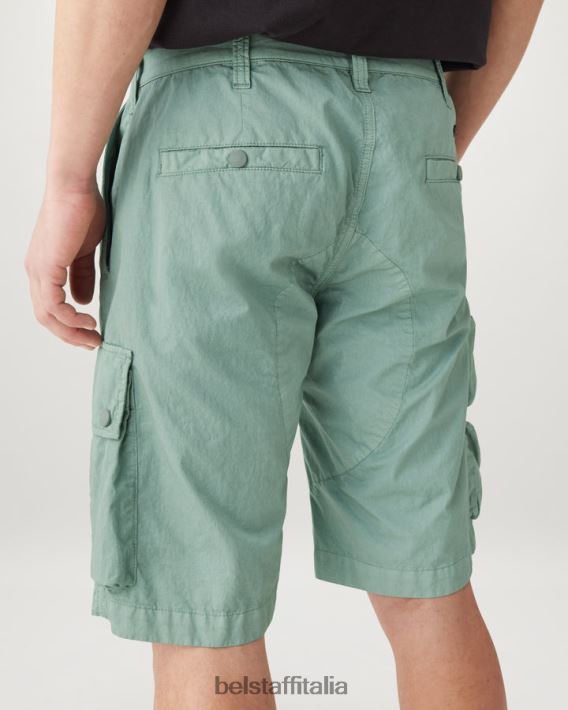 vestiario Belstaff pantaloncini cargo Harker tintura in capo misto cotone verde acciaio/verde oceano uomini H2DD6J321