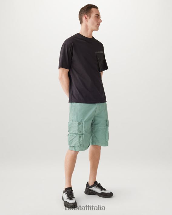 vestiario Belstaff pantaloncini cargo Harker tintura in capo misto cotone verde acciaio/verde oceano uomini H2DD6J321
