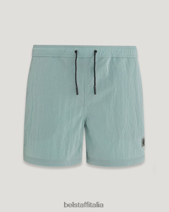 vestiario Belstaff pantaloncini da bagno clipper guscio scintillante verde acciaio uomini H2DD6J326