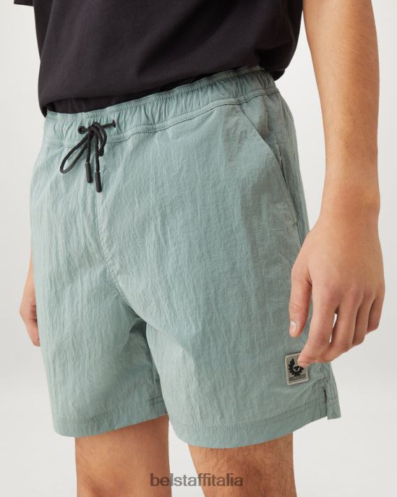 vestiario Belstaff pantaloncini da bagno clipper guscio scintillante verde acciaio uomini H2DD6J326