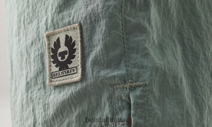 vestiario Belstaff pantaloncini da bagno clipper guscio scintillante verde acciaio uomini H2DD6J326