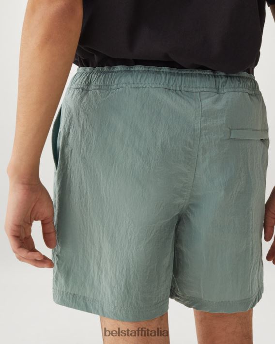 vestiario Belstaff pantaloncini da bagno clipper guscio scintillante verde acciaio uomini H2DD6J326