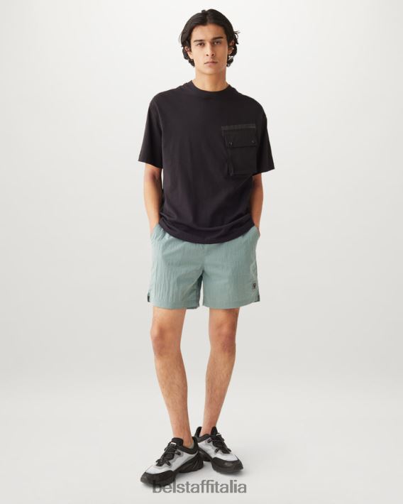 vestiario Belstaff pantaloncini da bagno clipper guscio scintillante verde acciaio uomini H2DD6J326