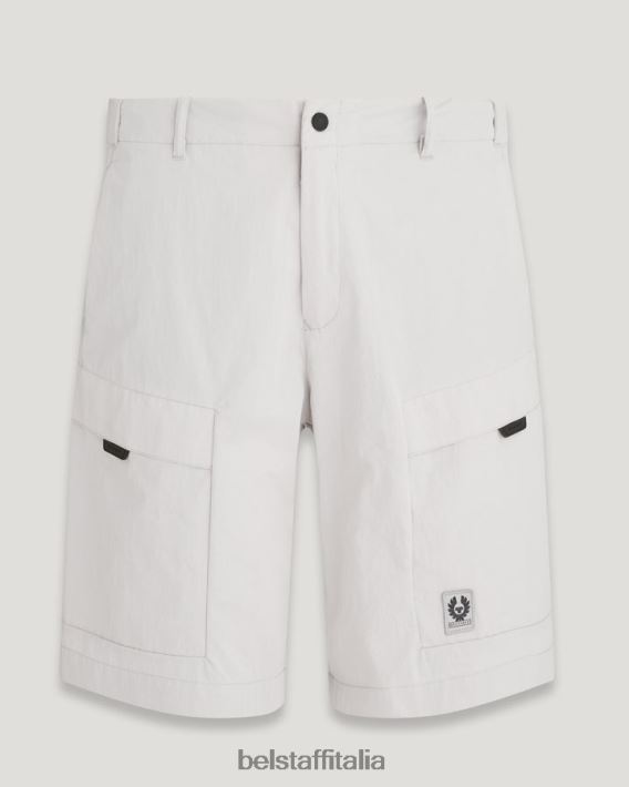 vestiario Belstaff pantaloncini jet gabardine di misto cotone grigio perla uomini H2DD6J325