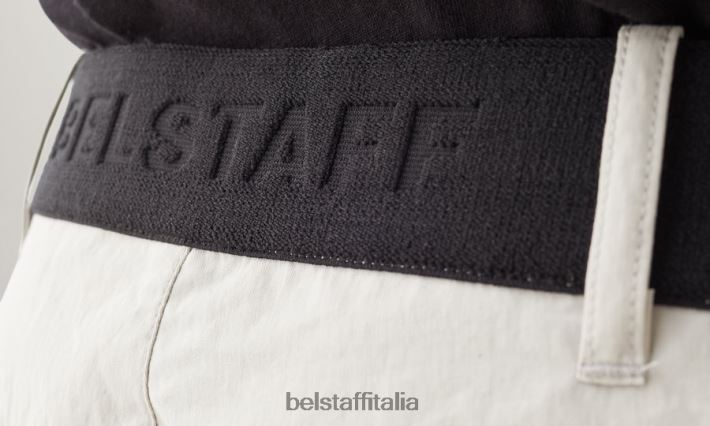 vestiario Belstaff pantaloncini jet gabardine di misto cotone grigio perla uomini H2DD6J325
