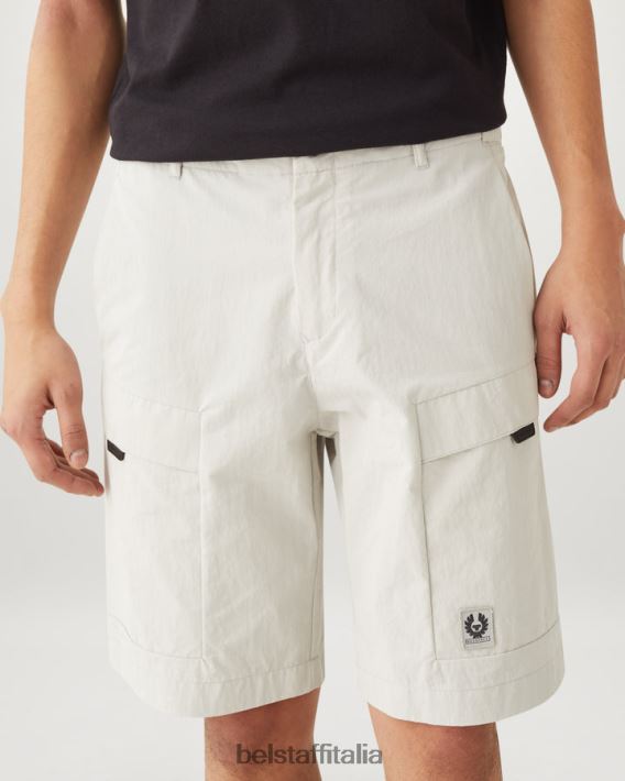vestiario Belstaff pantaloncini jet gabardine di misto cotone grigio perla uomini H2DD6J325