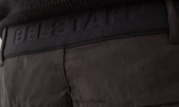 vestiario Belstaff pantaloncini jet gabardine misto cotone nero uomini H2DD6J333