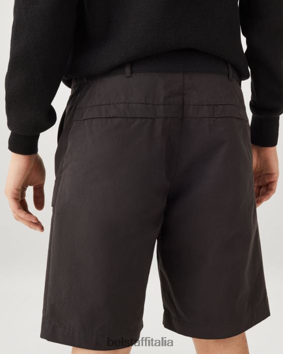 vestiario Belstaff pantaloncini jet gabardine misto cotone nero uomini H2DD6J333