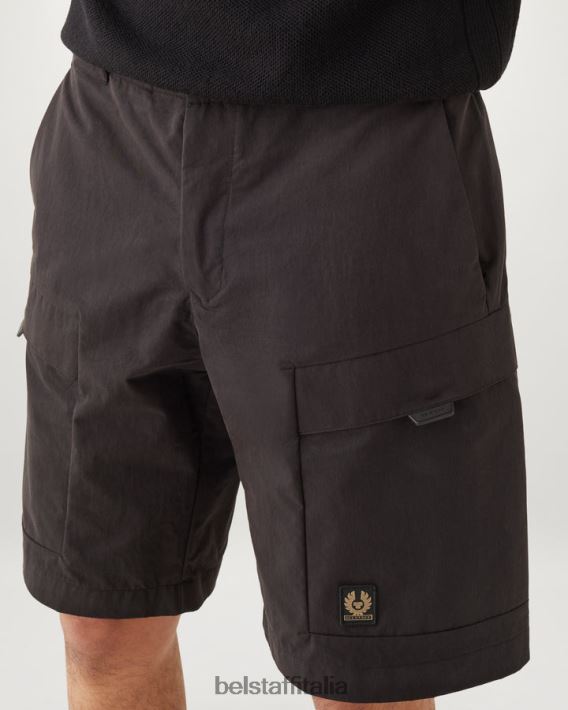 vestiario Belstaff pantaloncini jet gabardine misto cotone nero uomini H2DD6J333